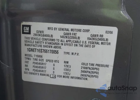 2006 Chevrolet Trailblazer Ext Ls z USA, uszkodzony, nr VIN 1GNET16S766170056